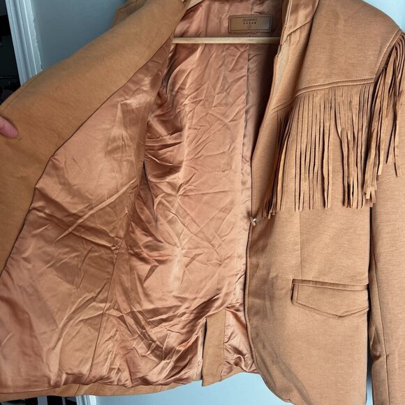 Anthropologie BLANKNYC FREE BIRD Western FRINGE Cowgirl MEDIUM Camel Brown - Picture 7 of 11